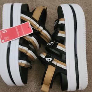 Nike Icon Black and Gold Strap Sandals